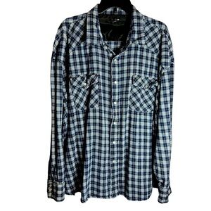 Northcrest Mens Cotton Pearl Snap Flannel Sz XXXL